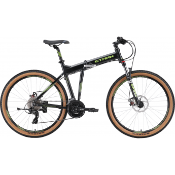 Велосипед STARK'24 COBRA 27.2 D черный металлик/зеленый 20"