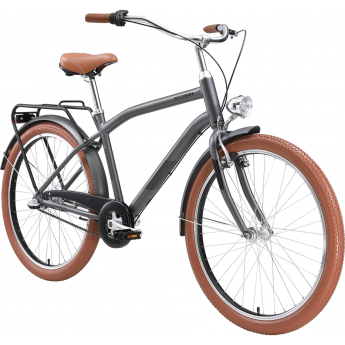 Велосипед STARK'24 COMFORT MAN 3SPEED темно-серый матовый металлик/черный/коричневый 18"
